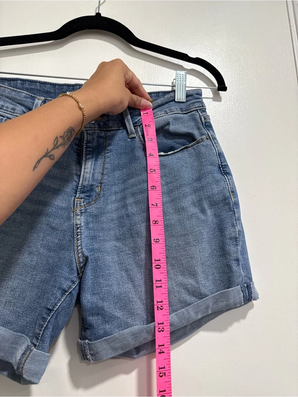 Signature by Levi Strauss Light Blue Rolled Hem Denim Shorts